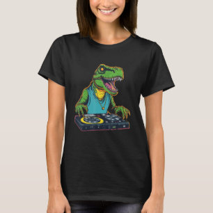 Camiseta T Rex DJ Fiesta EDM Dance Club Dino Disk Jockey Di