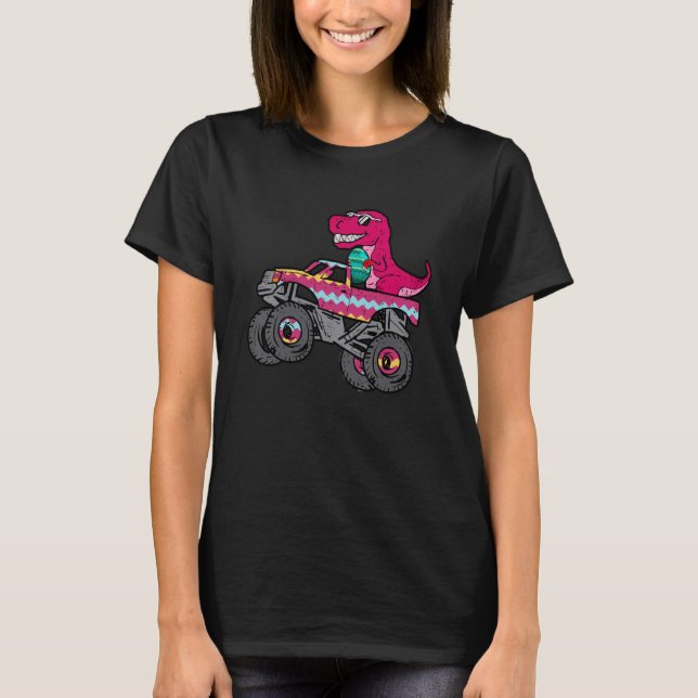 Camiseta T Rex Easter Bunny Dinosaur Boys Monster Truck Kid (Anverso)