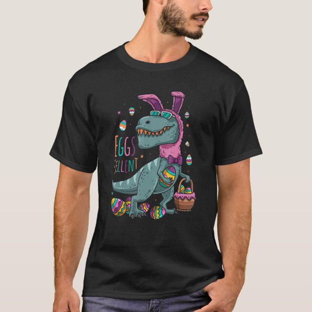 Camiseta T Rex Easter Bunny Eggscellent Stufs Easter Bas (Anverso)