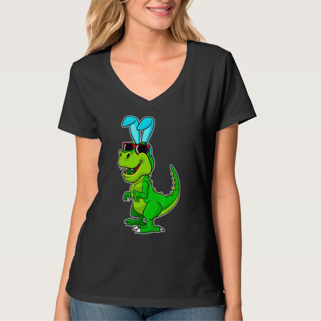 Camiseta T Rex Easter Bunny Funny Dinosaur Bodega Cesta (Anverso)
