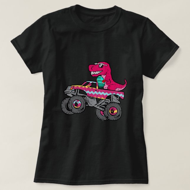 Camiseta T Rex Easter Bunny Funny Dinosaur Bodega Cesta (Diseño del anverso)