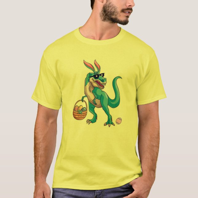 Camiseta T Rex Easter Bunny Funny Dinosaur Bodega Cesta (Anverso)