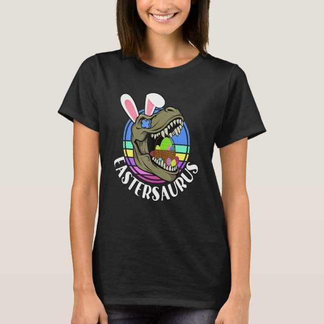 Camiseta T Rex Easter Bunny Funny Dinosaur Easter Saurus Bo (Anverso)