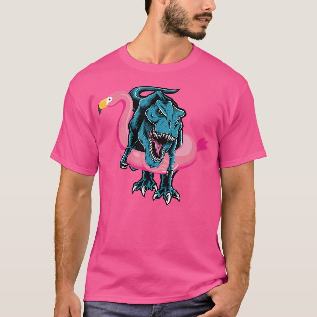Camiseta T-Rex En Flamingo Float Funny Pool Fiesta T-Rex Di (Anverso)