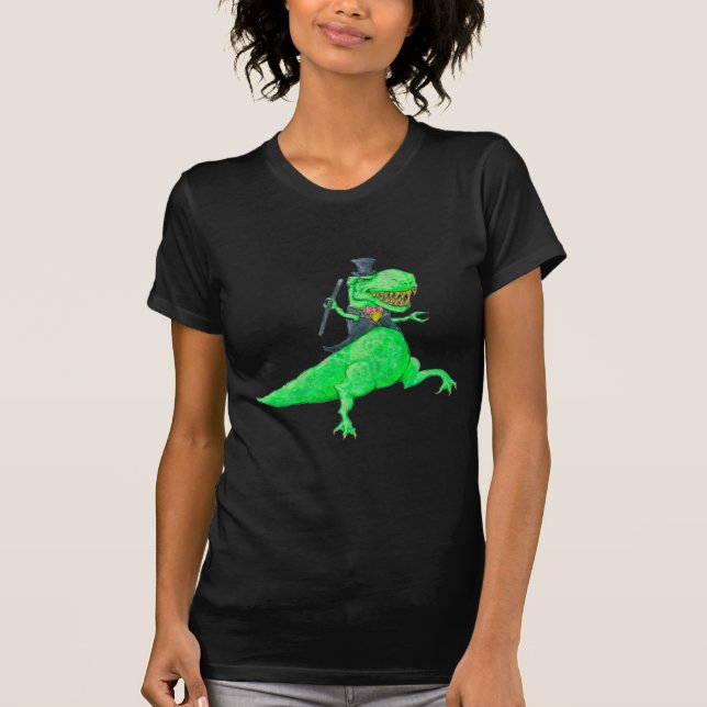 Camiseta T-Rex en sombrero de copa y colas (Anverso)