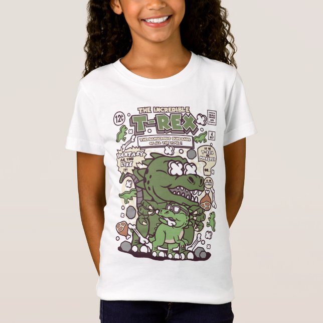 Camiseta T-Rex estilo cómico para niños (Anverso)