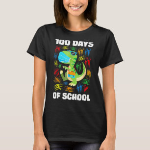 Camiseta T Rex Face Mask Gracioso 100 Días De Chica Escolar