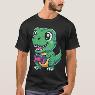 Camiseta T-Rex Feliz Con Controlador De Juego Dino Cute Gam