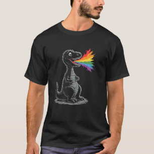 Camiseta T Rex Feliz con Láser de Arcoíris Alegre