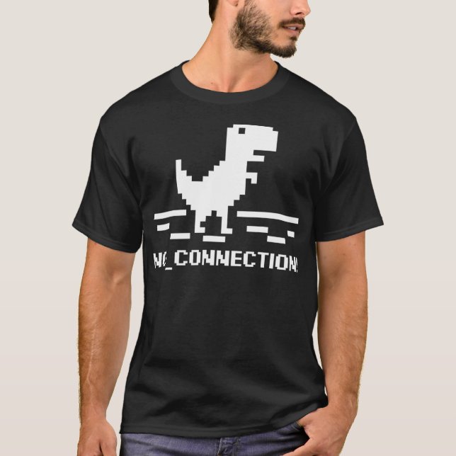 Camiseta T-Rex Geek Dinosaur Pixel Art No Internet Connecti (Anverso)