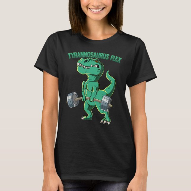 Camiseta T Rex Gym Bodybuilding Tyrannosaurus Flex (Anverso)