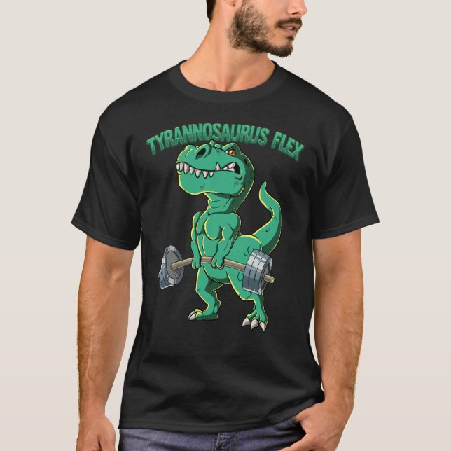 Camiseta T Rex Gym Bodybuilding Tyrannosaurus Flex (Anverso)