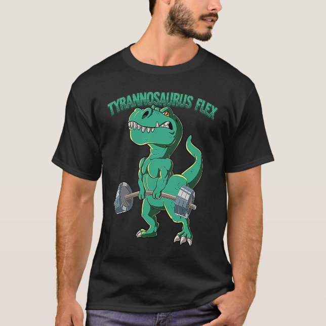 Camiseta T Rex Gym Bodybuilding Tyrannosaurus Flex (Anverso)