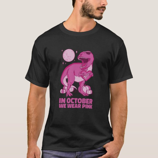 Camiseta T Rex Halloween October Pink  Men Women (Anverso)