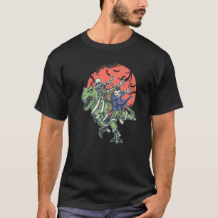 CAMISETA T REX HALLOWEEN SKELETON RIDING MUMMY DINOSAUR REX