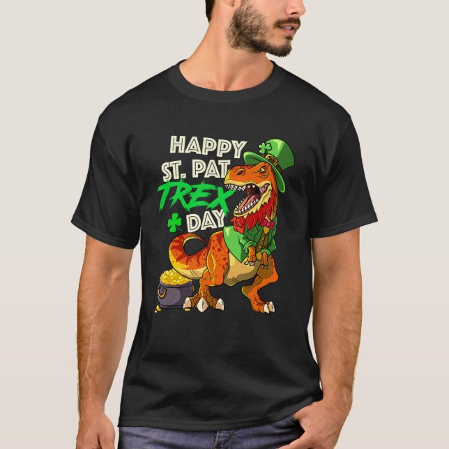 Camiseta T Rex Happy St Pat Trex Day St Patricks Day Dinosa (Anverso)