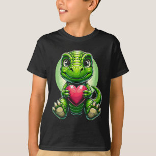 Camiseta T-rex Holding Heart El día de San Valentín Cute Di
