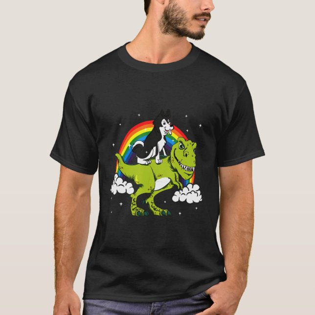 Camiseta T Rex Husky Dog Amp Presente (Anverso)