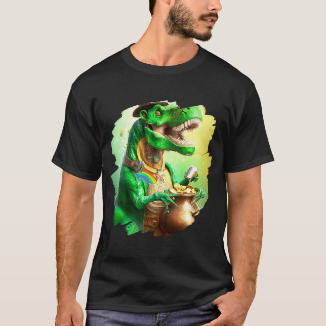 Camiseta T Rex Leprechaun St Patricks Day Tyrannosaurus Re (Anverso)