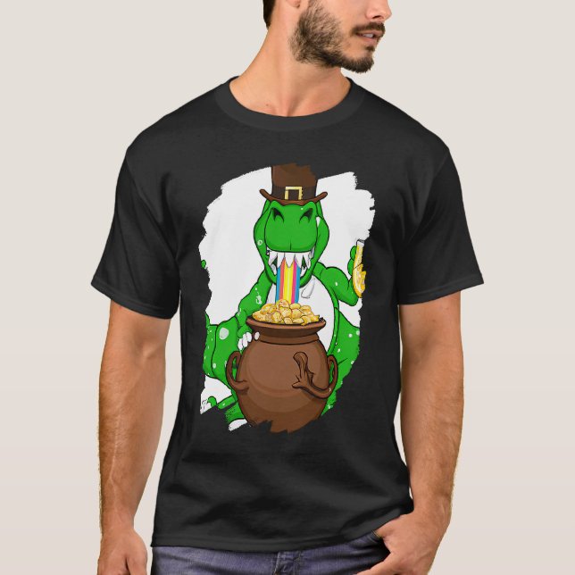Camiseta T Rex Leprechaun  St Patricks Day Tyrannosaurus Re (Anverso)