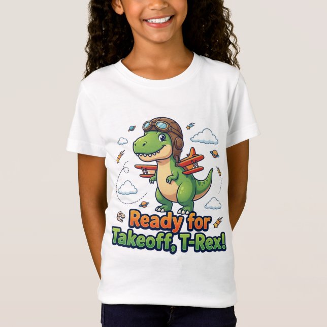 Camiseta T-Rex Lista Para Despegar Dinosaurio Lind (Anverso)