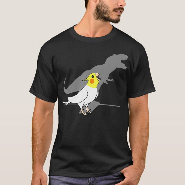 Camiseta T-Rex Lutino Cockatiel Pájaro Loro Blanco Amarillo (Anverso)