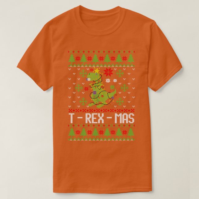 Camiseta T rex mas Tree rex navidad árbol feas navidad sudo (Diseño del anverso)
