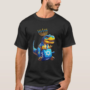 Camiseta T Rex Menorah Dreidel Hanukkah Mujeres hombres
