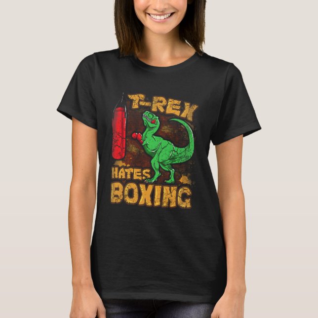 Camiseta T-rex Odia el Boxeo Boxeador Divertido Dinosaurio  (Anverso)