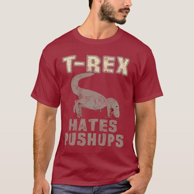 Camiseta T-Rex odia el divertido dinosaurio Dino de Pushups (Anverso)