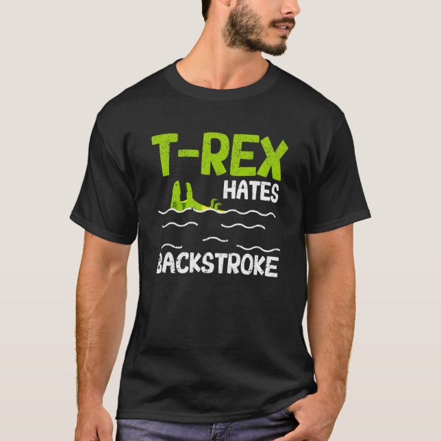 Camiseta T Rex Odia El Retroceso Del Bañador De Dinosaurios (Anverso)