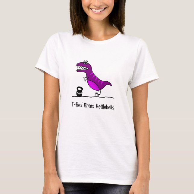 Camiseta T-Rex odia kettlebells (Anverso)