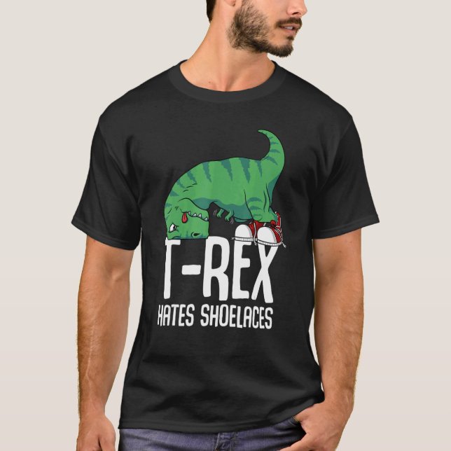 Camiseta T Rex odia los zapatos Dino TRex de brazos cortos (Anverso)