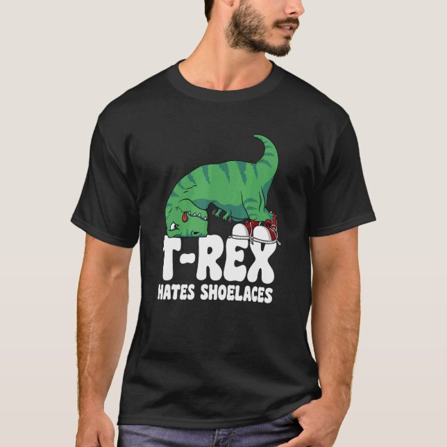 Camiseta T Rex Odia Shoelaces Brazos cortos Dino TRex 1 (Anverso)