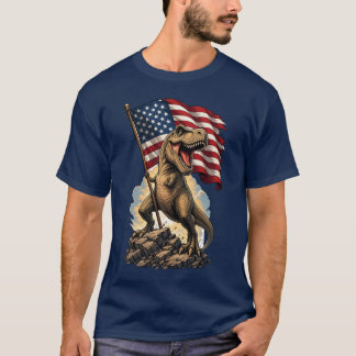 Camiseta T-Rex Patriótico Bandera Americana Dinosaurio