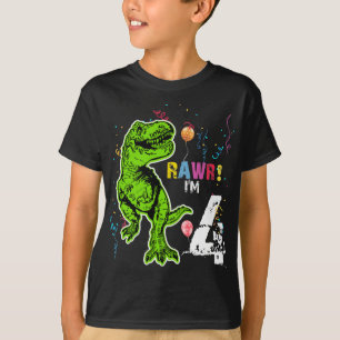 Camiseta T-Rex personalizada de cumpleaños de Din