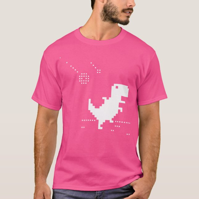 Camiseta T-Rex Pixel Art Geek Meteorite Sin Conexión Nerd (Anverso)