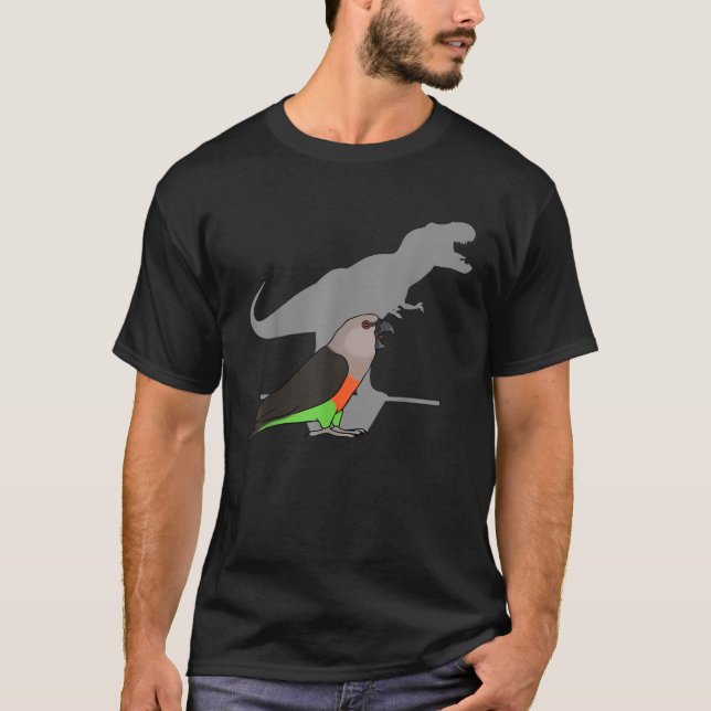 Camiseta T rex Red Bellie Parrot macho Funny Dinosaur Parro (Anverso)