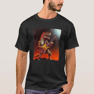 Camiseta T Rex Rocker Dinosaurio Toca Guitarra Rockstar Gui