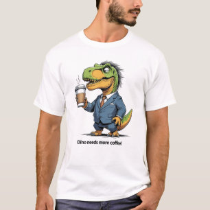 Camiseta T-Rex sobrecargado de trabajo con Café