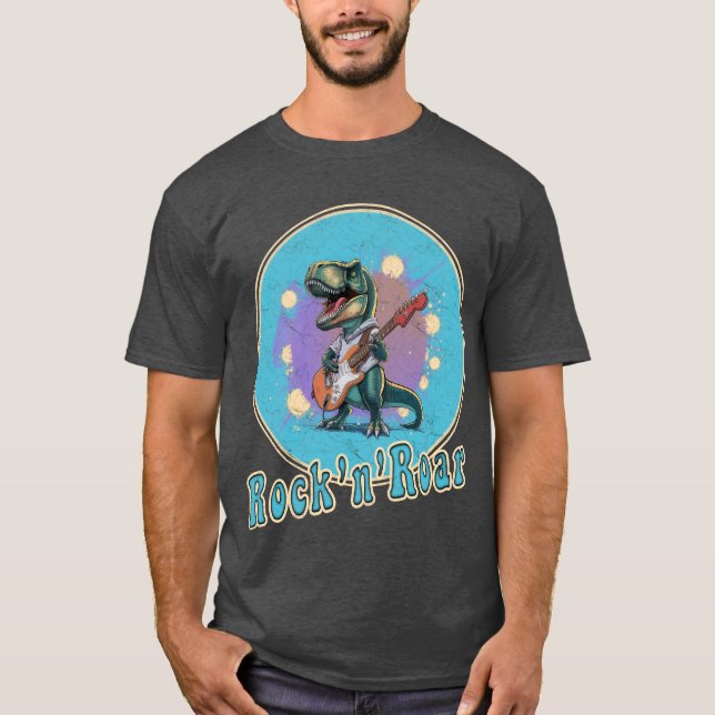 Camiseta T-Rex tocando una guitarra - Rock'n'Roar (Anverso)