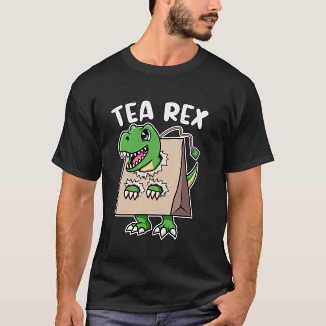 Camiseta T-Rex Tyrannosaurus Rex Tea Drinker Dino con Té (Anverso)