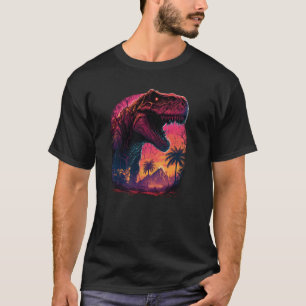 Camiseta T Rex Vaporwave Estilo estético de aspecto usado D