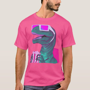 Camiseta T Rex viendo la película comiendo palomitas de maí