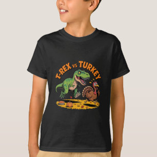 Camiseta T-rex Vs Pavo Diseño Divertido de Dinosaurio para 