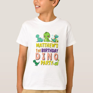 Camiseta T-S de la fiesta de cumpleaños de los dinosaurios
