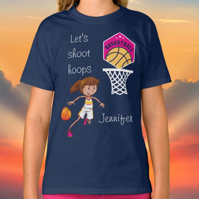 Camiseta T-Sh personalizada de baloncesto "Vamos a disparar (Basketball "Let's Shoot Hoops" Personalized T-Shirt)