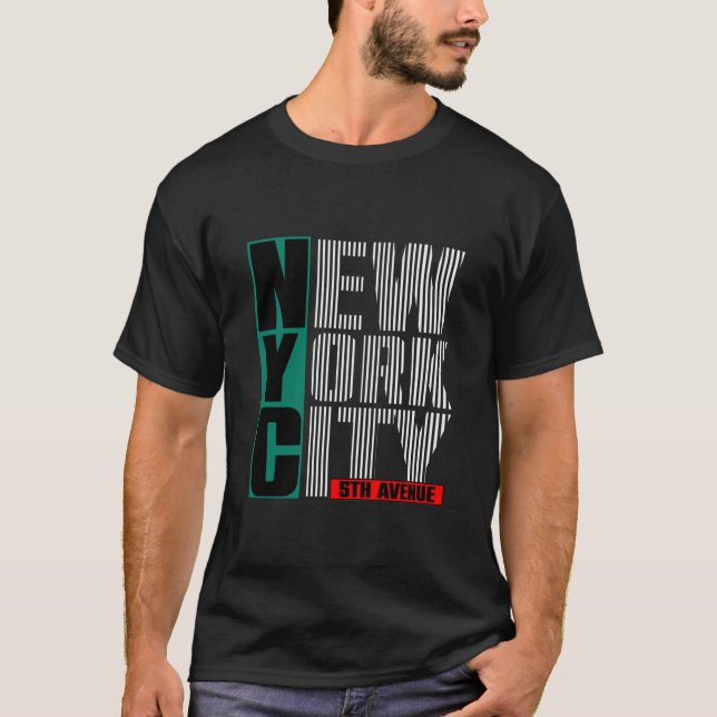 Camiseta T-shirt 5th AVENUE New York City GREEN Art Design (Anverso)