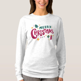 Camiseta T Shirt alegre árbol de Navidad desea santa claus