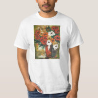 T-Shirt Ann Hayes pintando flores rojas mezcladas